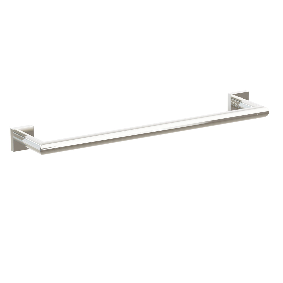 Emtek Modern Tubular towel bar, 18 inch centers, Small Square rosettes, Polished Nickel – 28107MQUS14