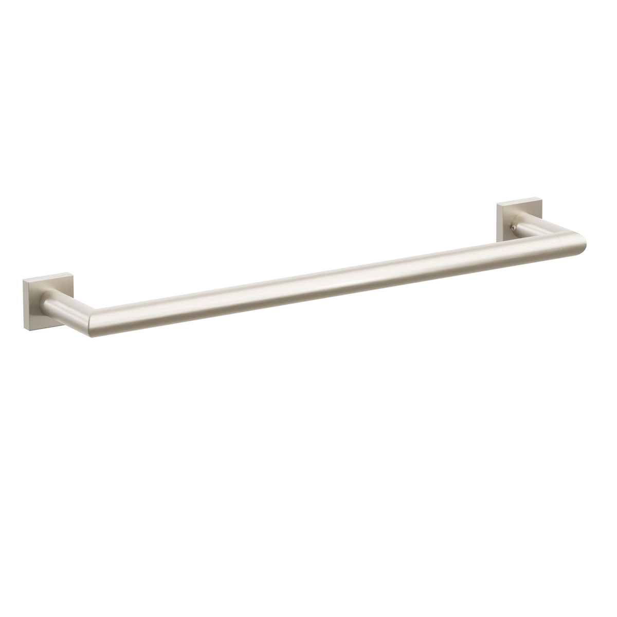 Emtek Modern Tubular towel bar, 18 inch centers, Small Square rosettes, Satin Nickel – 28107MQUS15