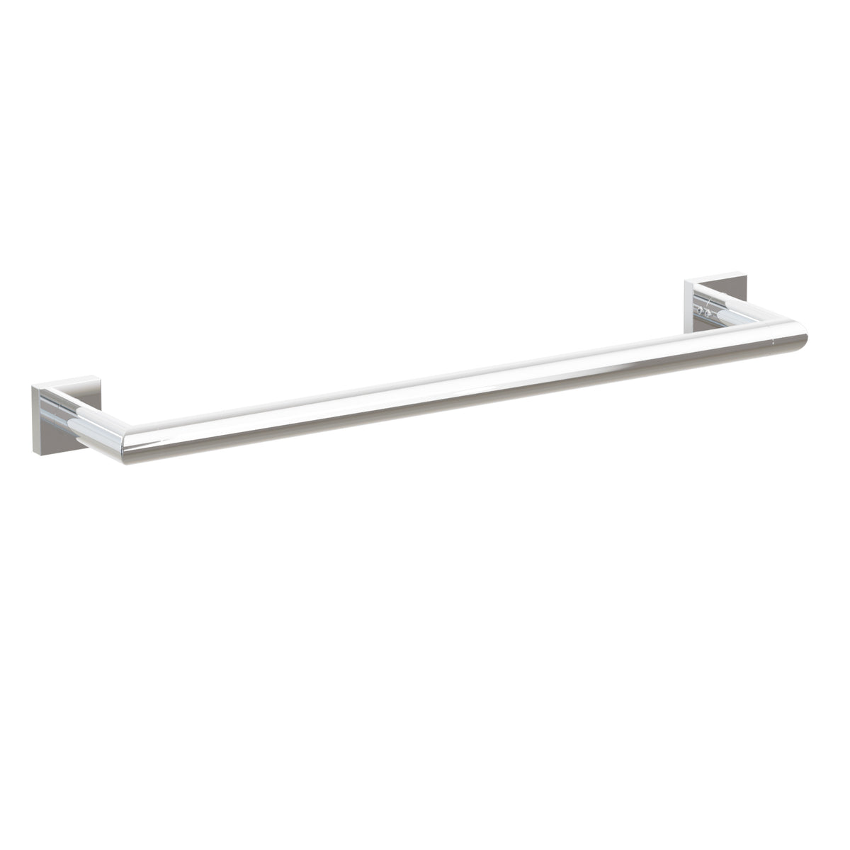 Emtek Modern Tubular towel bar, 18 inch centers, Small Square rosettes, Polished Chrome – 28107MQUS26