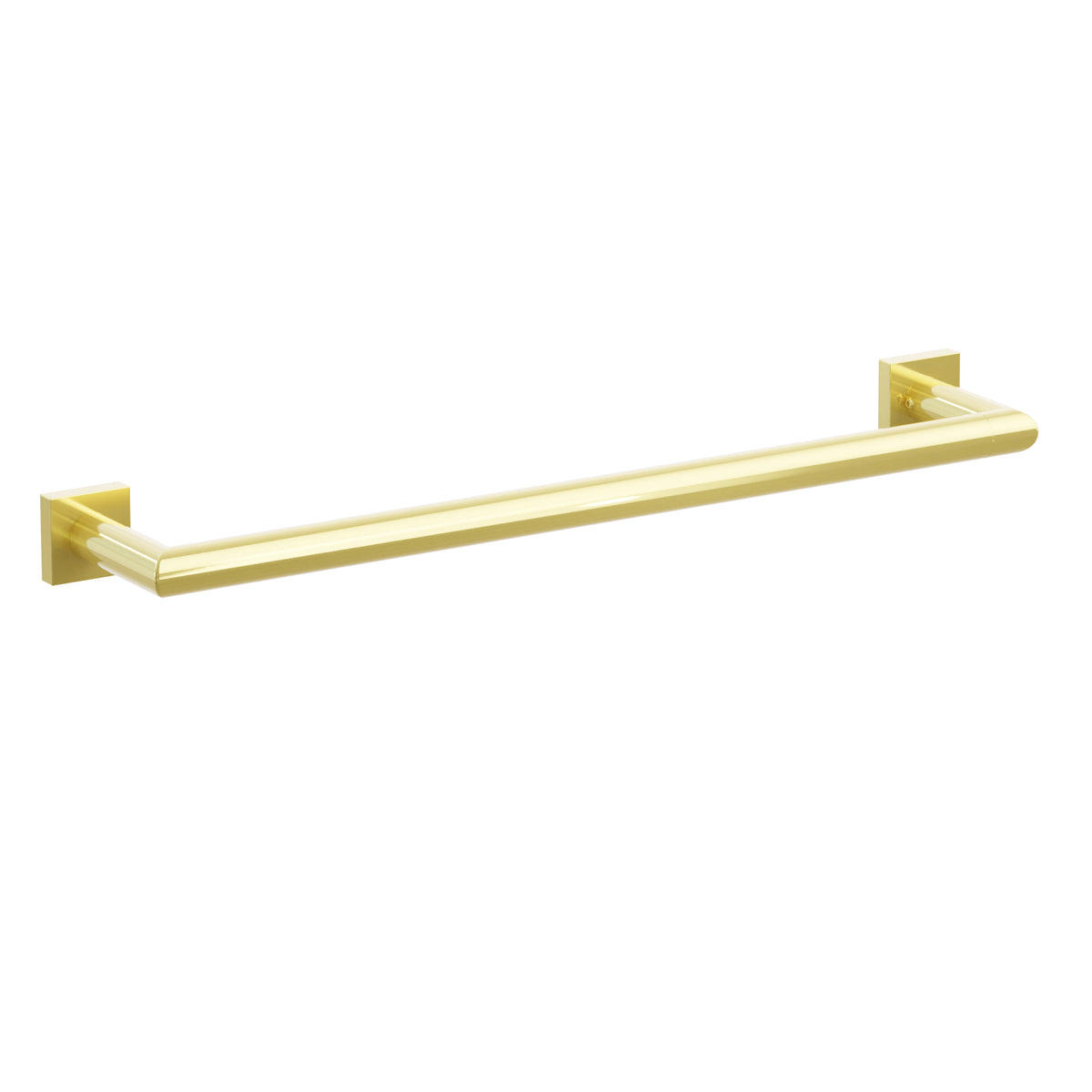 Emtek Modern Tubular towel bar, 18 inch centers, Small Square rosettes, Unlacquered Brass – 28107MQUS3NL