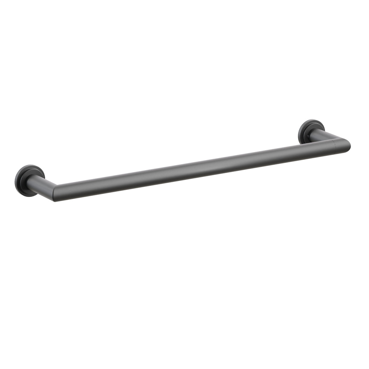 Emtek 28107TDUS19 18-inch Modern Tubular towel bar, Step Disk Rosette, Flat Black