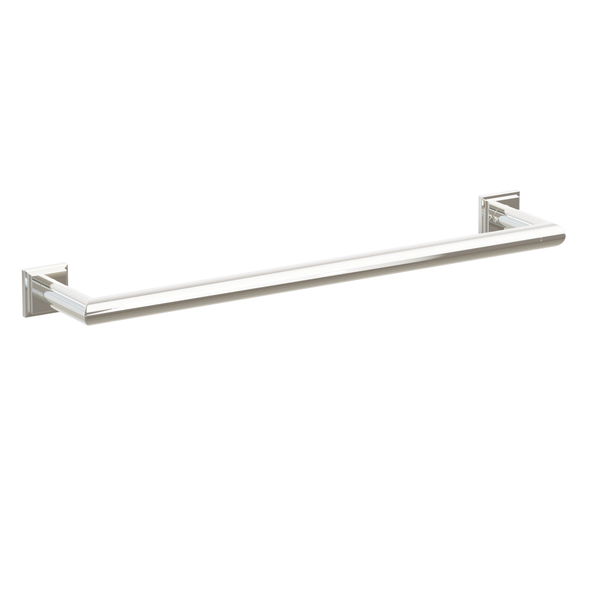 Emtek 28107TQUS14 18-inch Modern Tubular towel bar, Step Square Rosette, Polished Nickel
