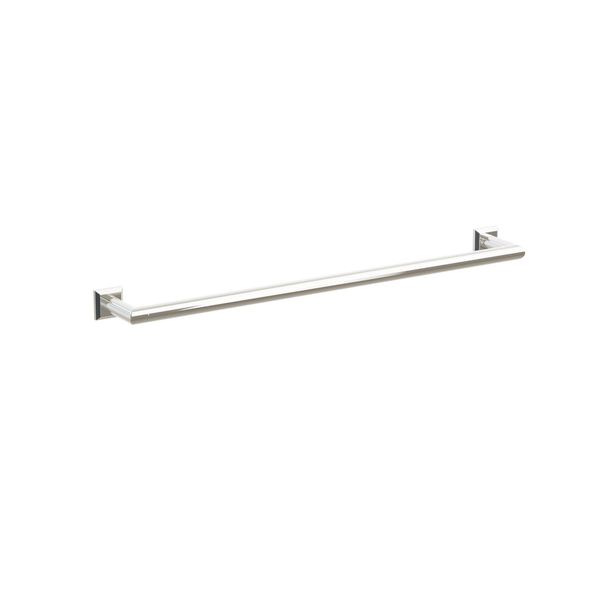 Emtek 28108CQUS14 24-inch Modern Tubular towel bar, Chamfered Square Rosette, Polished Nickel