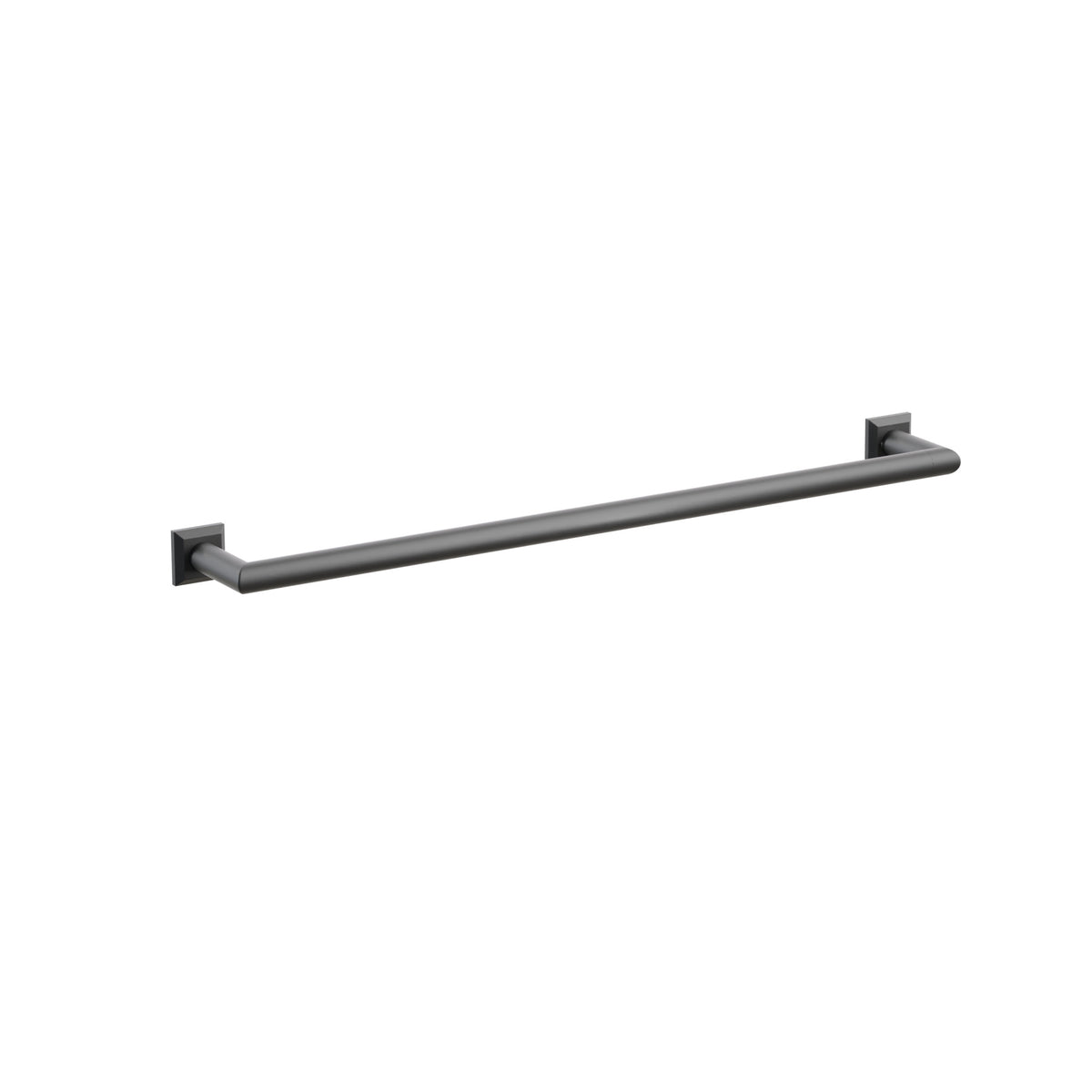 Emtek 28108CQUS19 24-inch Modern Tubular towel bar, Chamfered Square Rosette, Flat Black