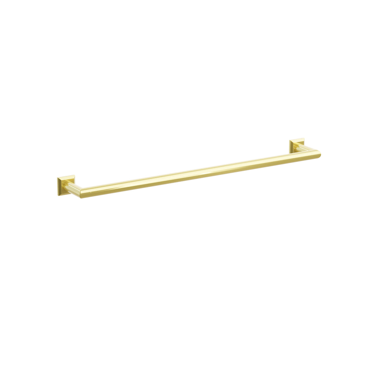 Emtek 28108CQUS3NL 24-inch Modern Tubular towel bar, Chamfered Square Rosette, Unlacquered Brass