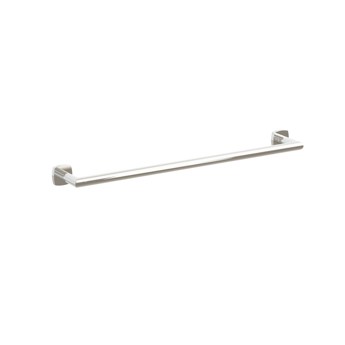 Emtek Modern Tubular towel bar, 24 inch centers, Soft Square Rosette, Polished Nickel – 28108FQUS14
