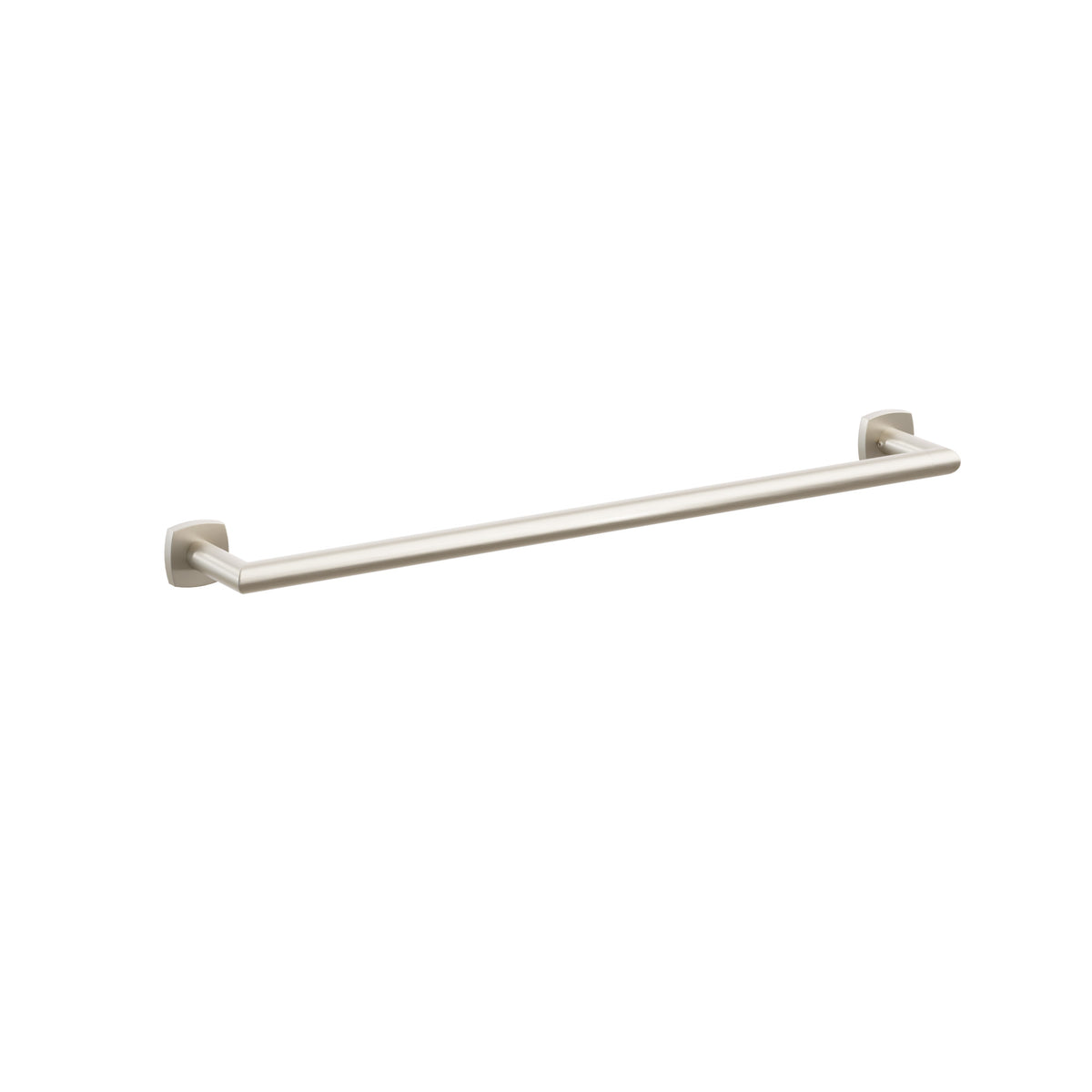 Emtek Modern Tubular towel bar, 24 inch centers, Soft Square Rosette, Satin Nickel – 28108FQUS15
