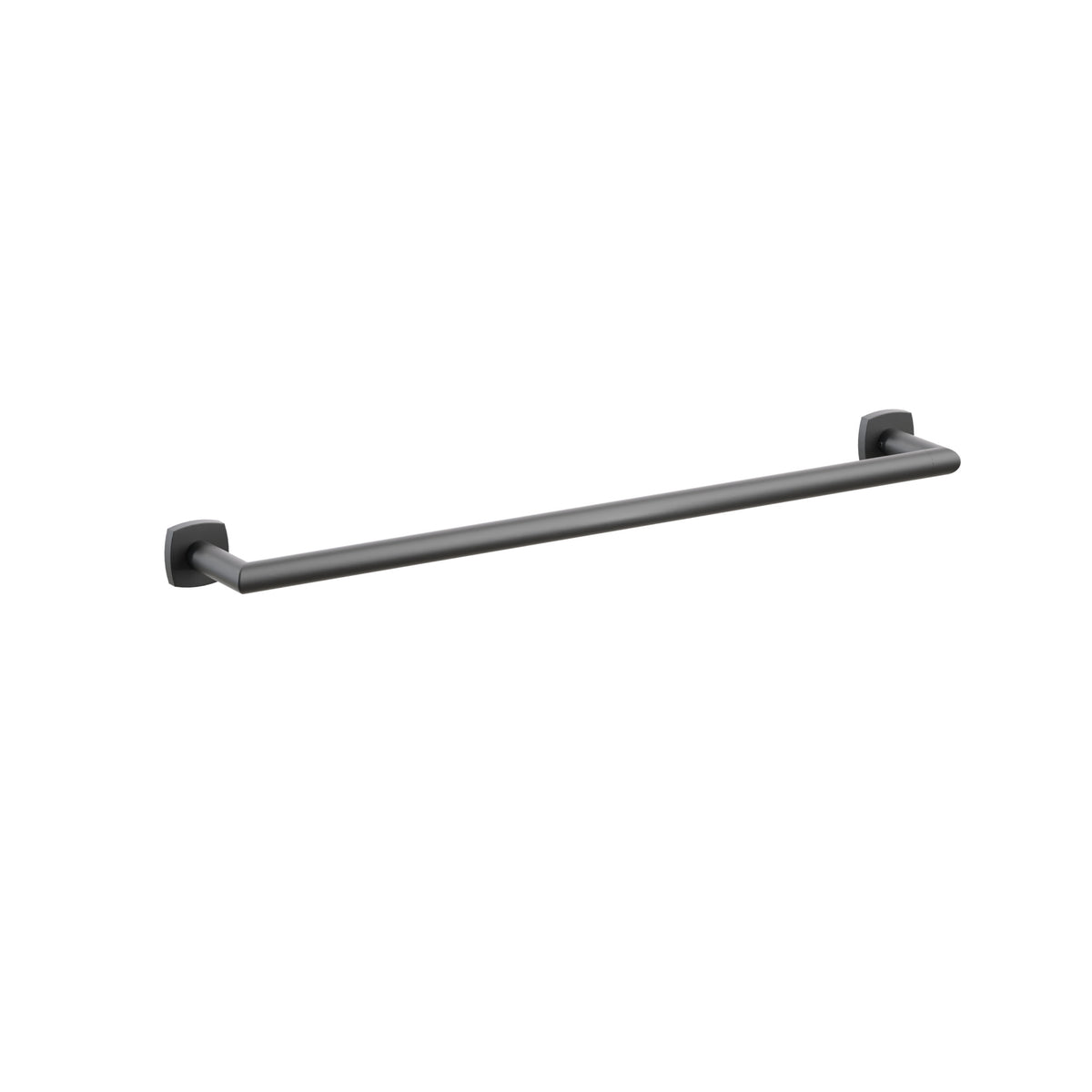 Emtek Modern Tubular towel bar, 24 inch centers, Soft Square Rosette, Flat Black – 28108FQUS19
