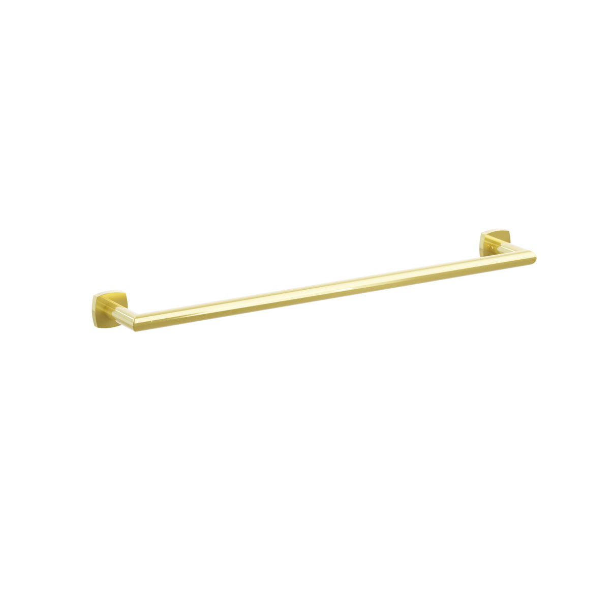 Emtek Modern Tubular towel bar, 24 inch centers, Soft Square Rosette, Unlacquered Brass – 28108FQUS3NL