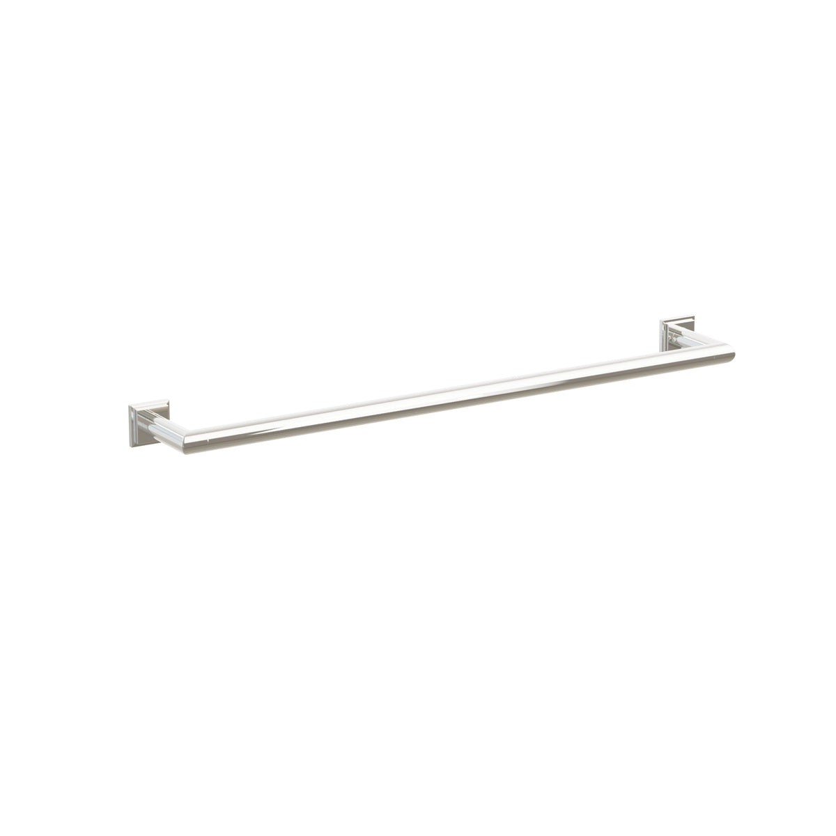 Emtek 28108TQUS14 24-inch Modern Tubular towel bar, Step Square Rosette, Polished Nickel