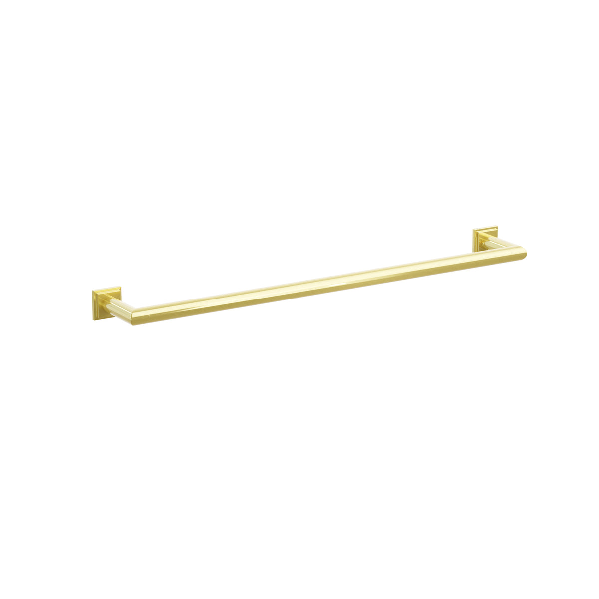 Emtek 28108TQUS3NL 24-inch Modern Tubular towel bar, Step Square Rosette, Unlacquered Brass