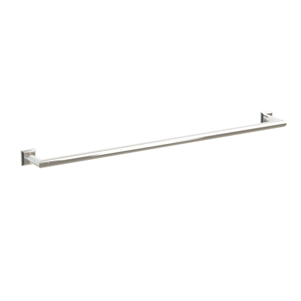 Emtek 28109CQUS14 30-inch Modern Tubular towel bar, Chamfered Square Rosette, Polished Nickel