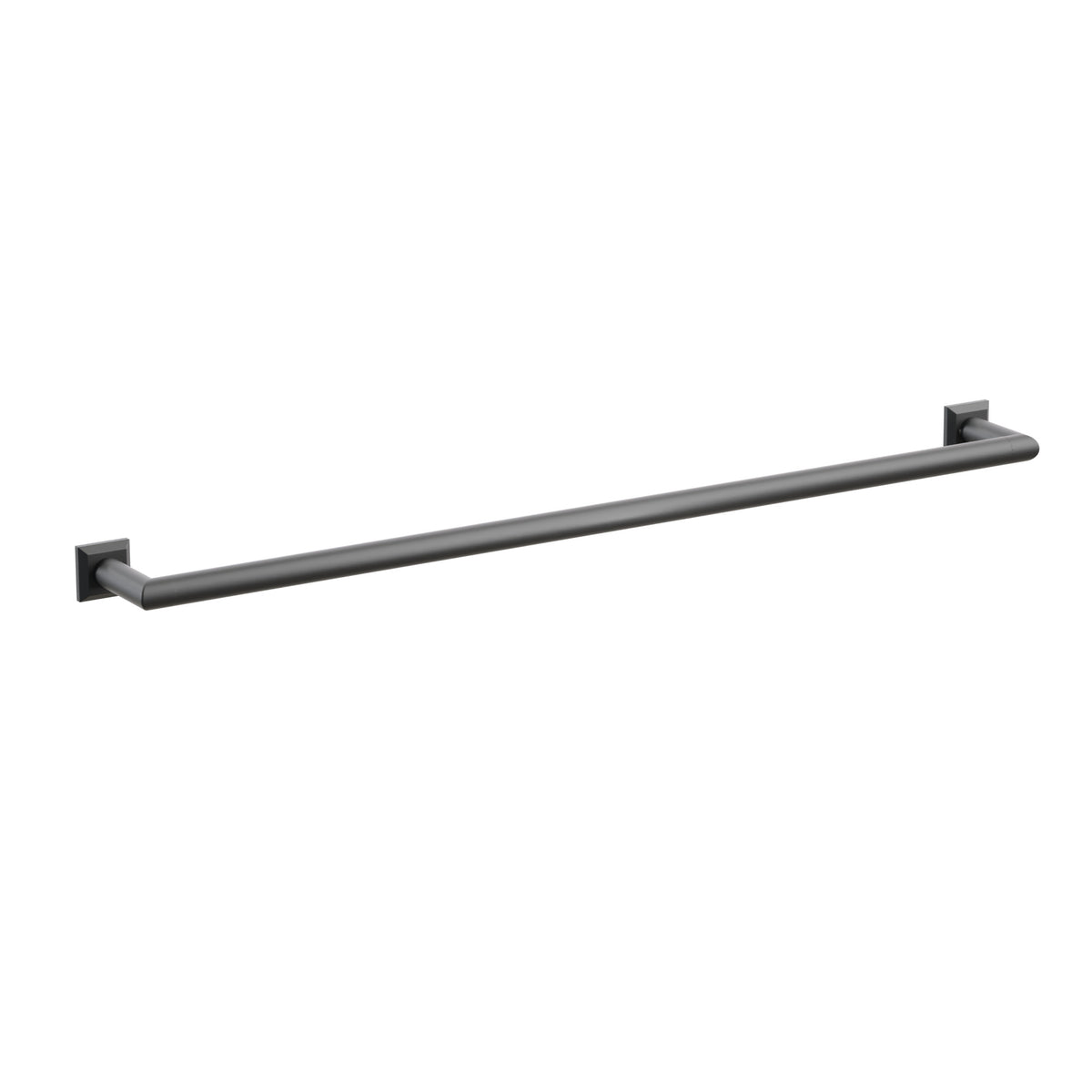 Emtek 28109CQUS19 30-inch Modern Tubular towel bar, Chamfered Square Rosette, Flat Black