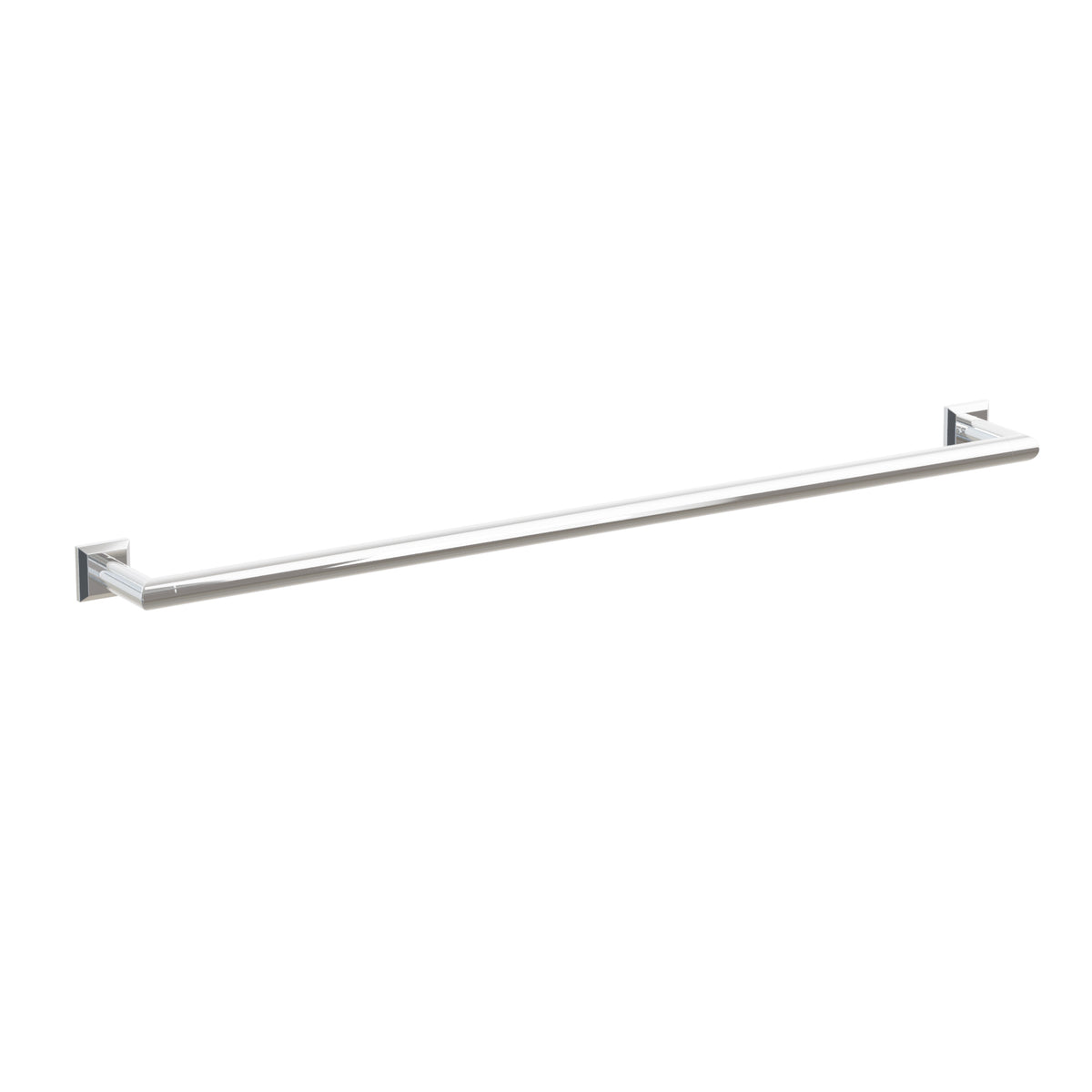 Emtek 28109CQUS26 30-inch Modern Tubular towel bar, Chamfered Square Rosette, Polished Chrome