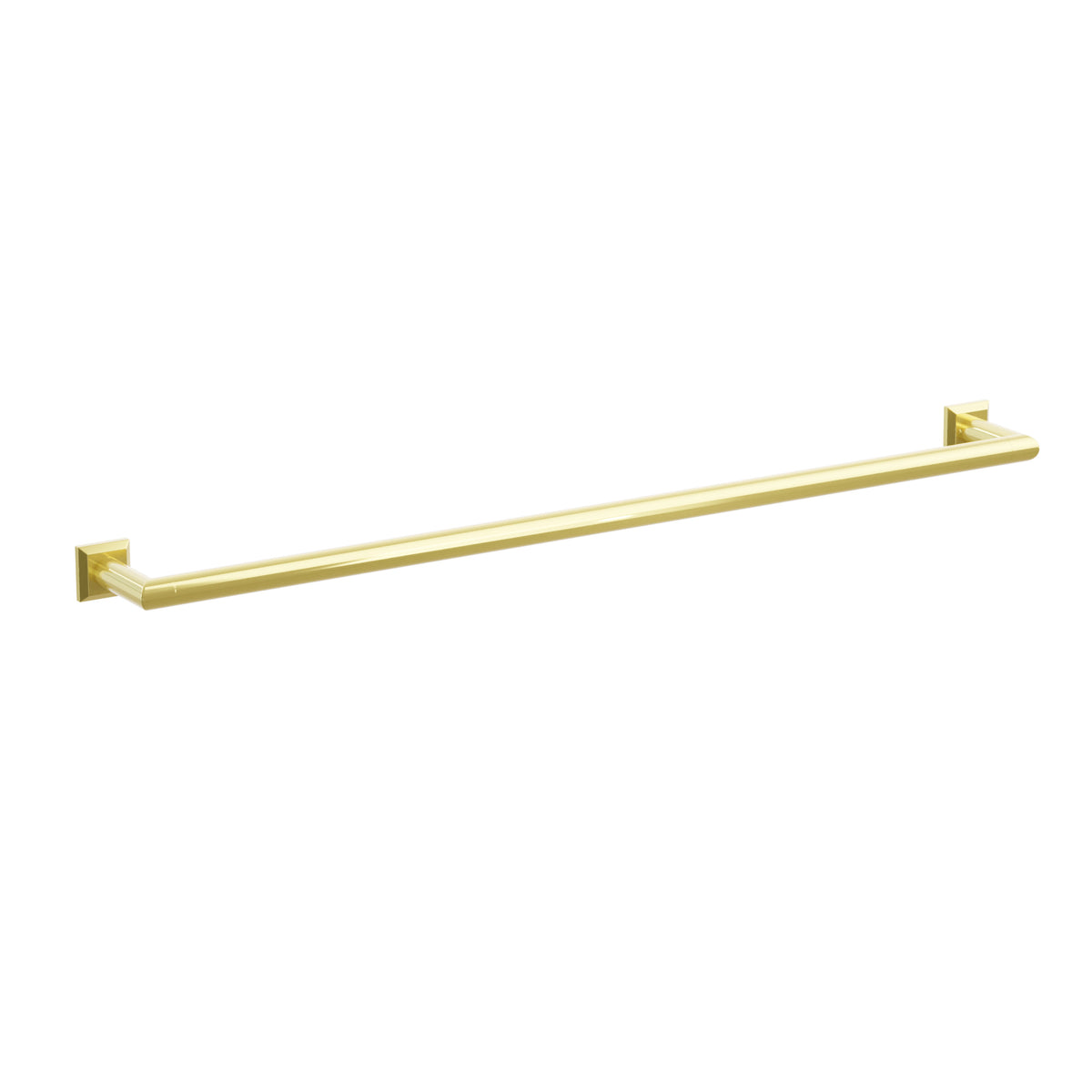 Emtek 28109CQUS3NL 30-inch Modern Tubular towel bar, Chamfered Square Rosette, Unlacquered Brass