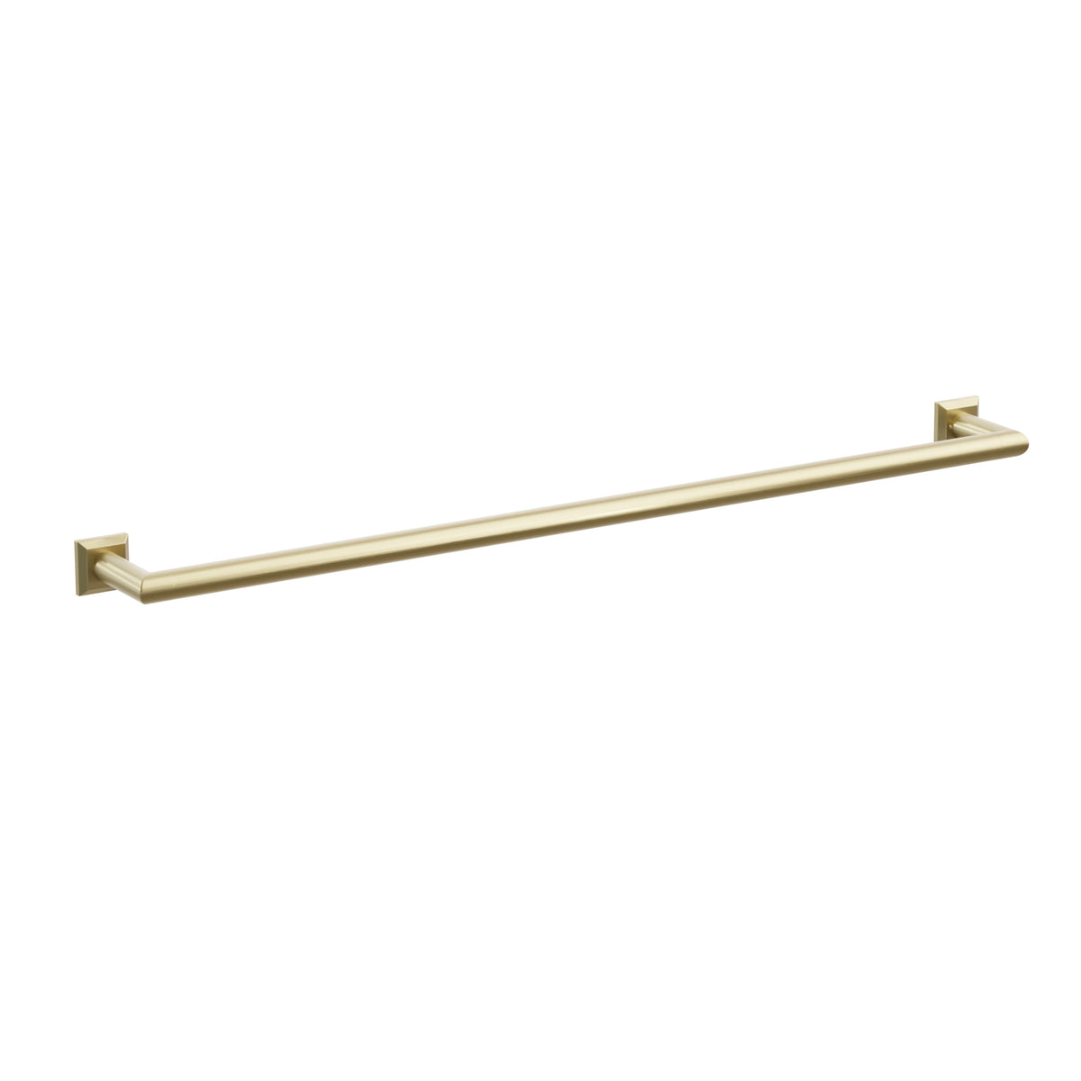 Emtek 28109CQUS4 30-inch Modern Tubular towel bar, Chamfered Square Rosette, Satin Brass