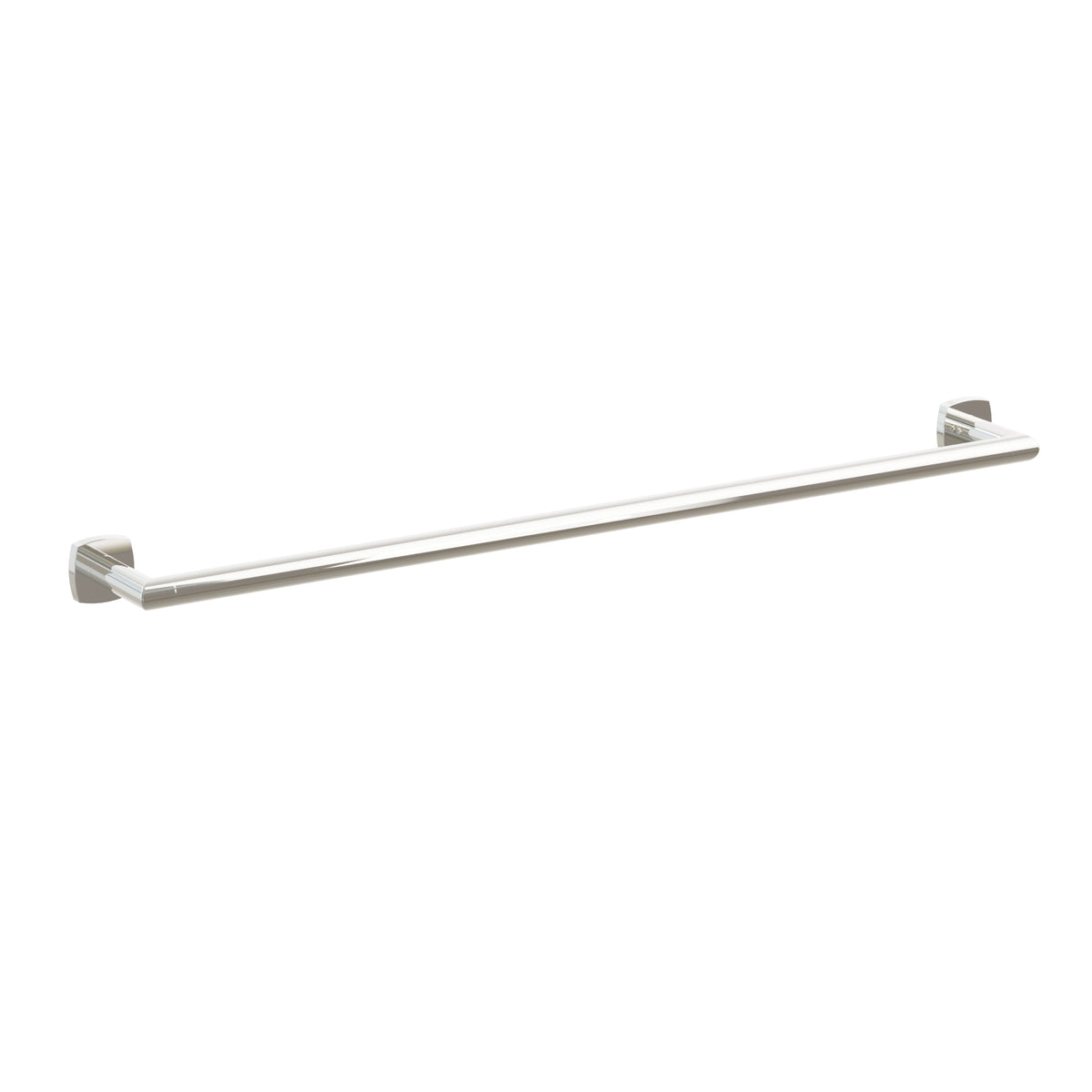 Emtek Modern Tubular towel bar, 30 inch centers, Soft Square Rosette, Polished Nickel – 28109FQUS14