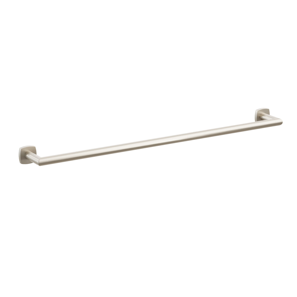 Emtek Modern Tubular towel bar, 30 inch centers, Soft Square Rosette, Satin Nickel – 28109FQUS15