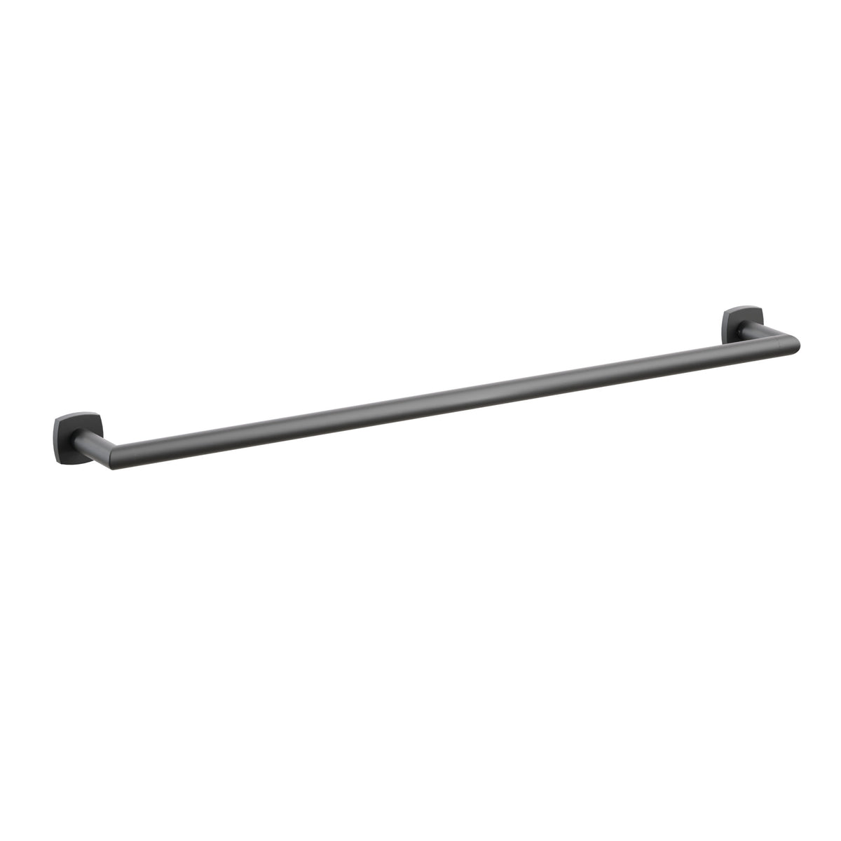 Emtek Modern Tubular towel bar, 30 inch centers, Soft Square Rosette, Flat Black – 28109FQUS19
