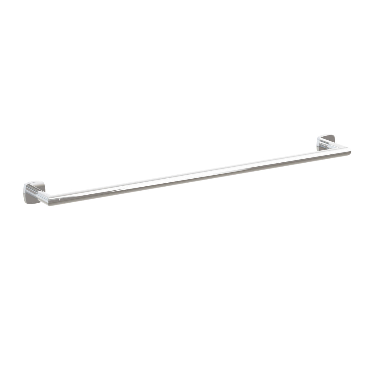 Emtek Modern Tubular towel bar, 30 inch centers, Soft Square Rosette, Polished Chrome – 28109FQUS26