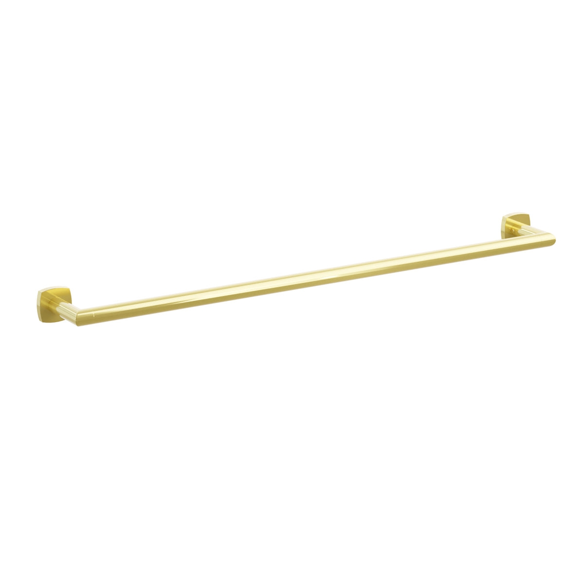 Emtek Modern Tubular towel bar, 30 inch centers, Soft Square Rosette, Unlacquered Brass – 28109FQUS3NL