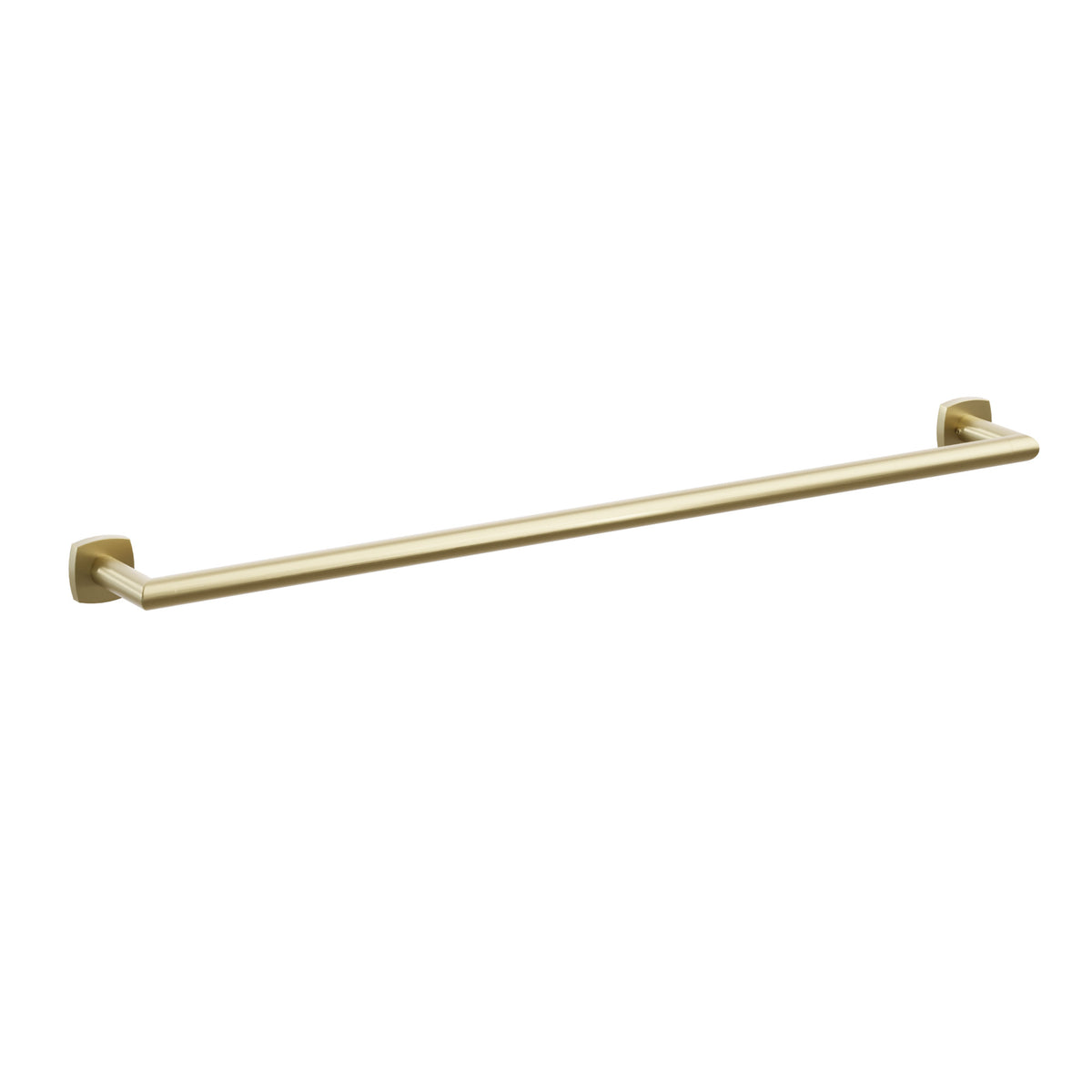 Emtek Modern Tubular towel bar, 30 inch centers, Soft Square Rosette, Satin Brass – 28109FQUS4