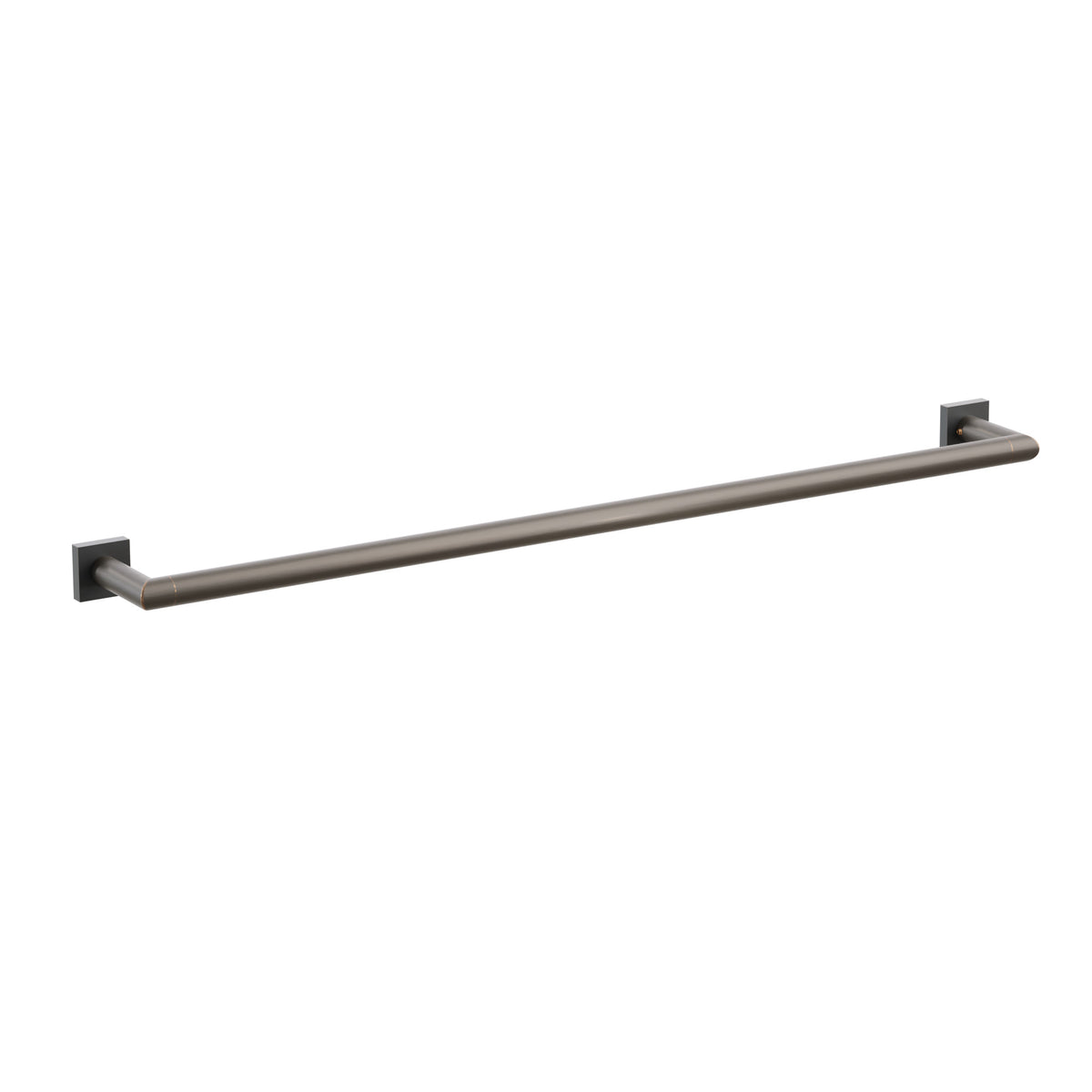 Emtek Modern Tubular towel bar, 30 inch centers, Small Square rosettes, Oil Rubbed Bronze – 28109MQUS10B