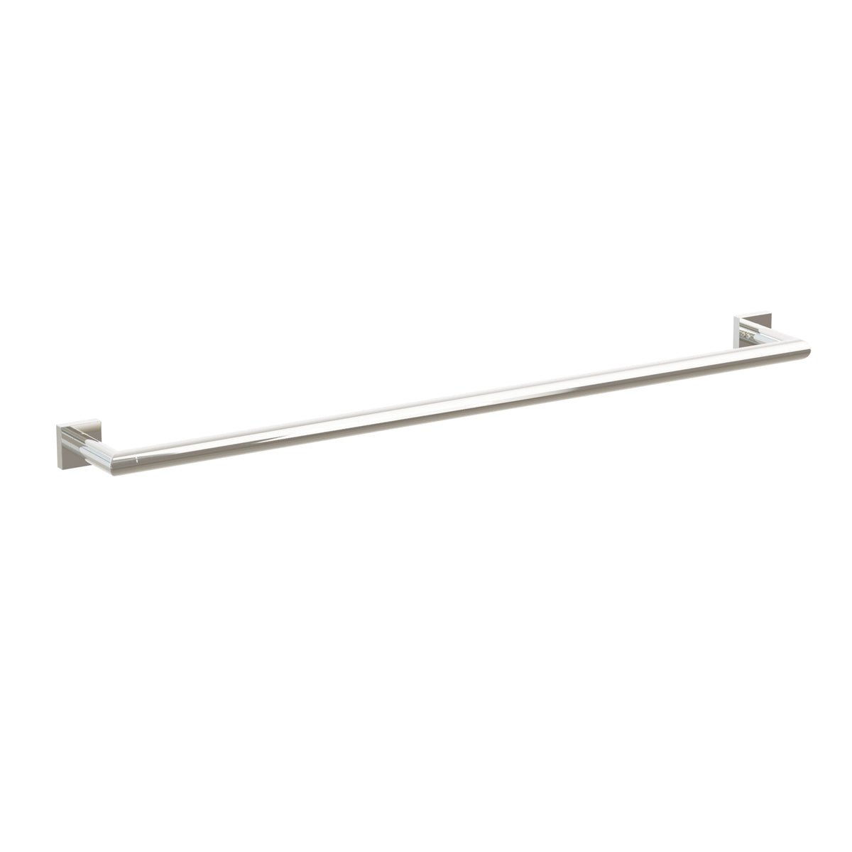 Emtek Modern Tubular towel bar, 30 inch centers, Small Square rosettes, Polished Nickel – 28109MQUS14