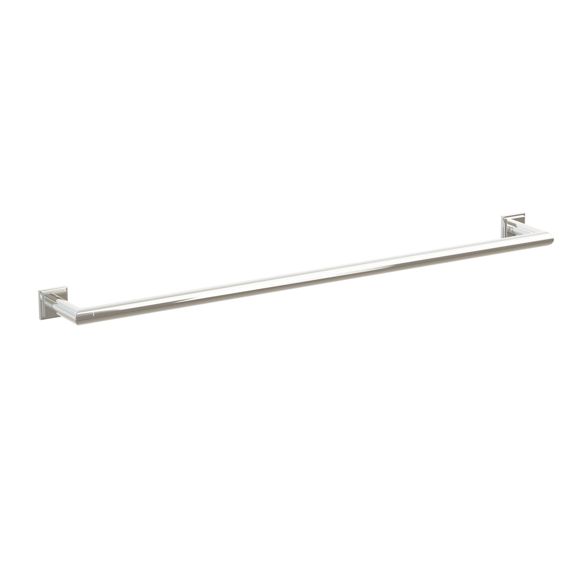 Emtek 28109TQUS14 30-inch Modern Tubular towel bar, Step Square Rosette, Polished Nickel