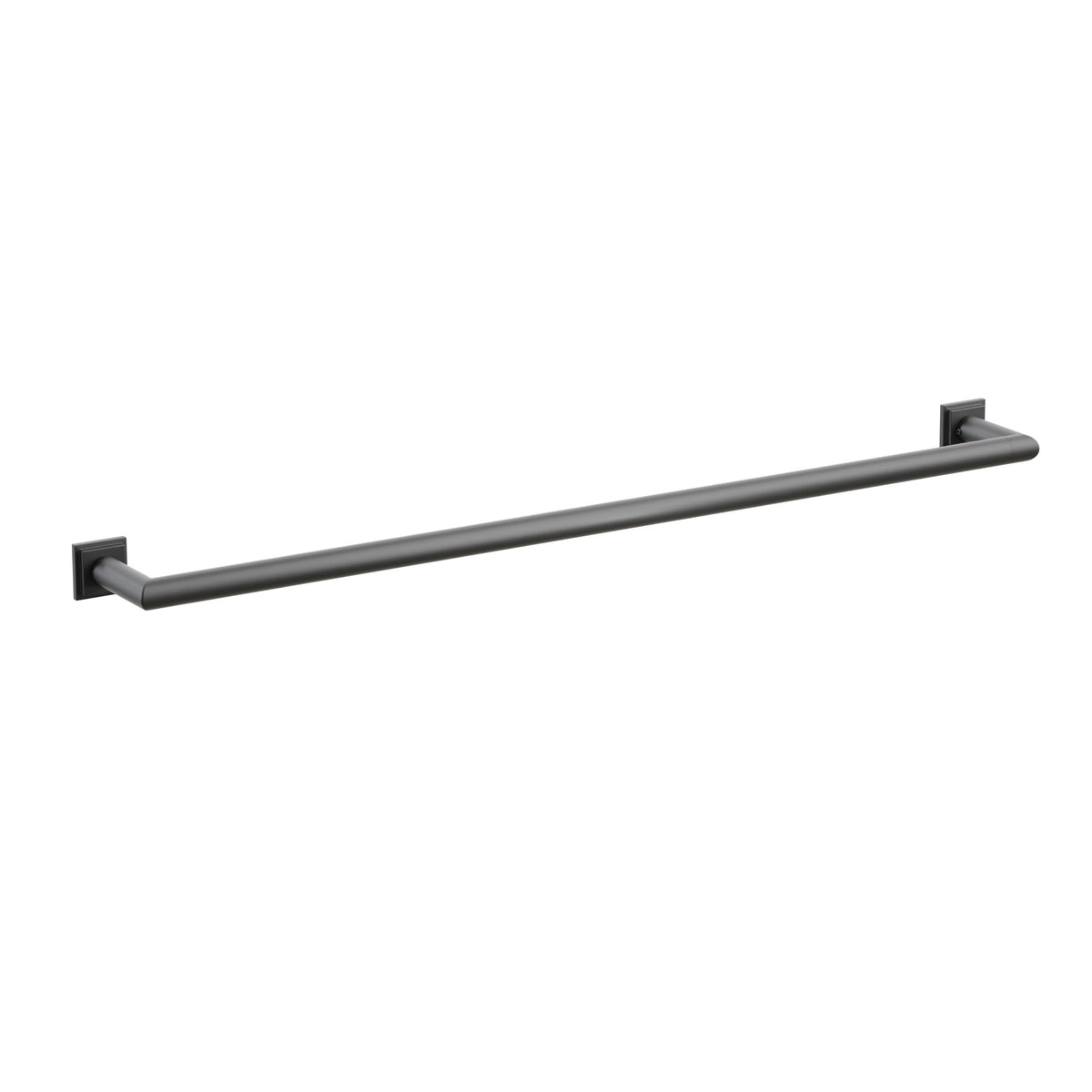Emtek 28109TQUS19 30-inch Modern Tubular towel bar, Step Square Rosette, Flat Black