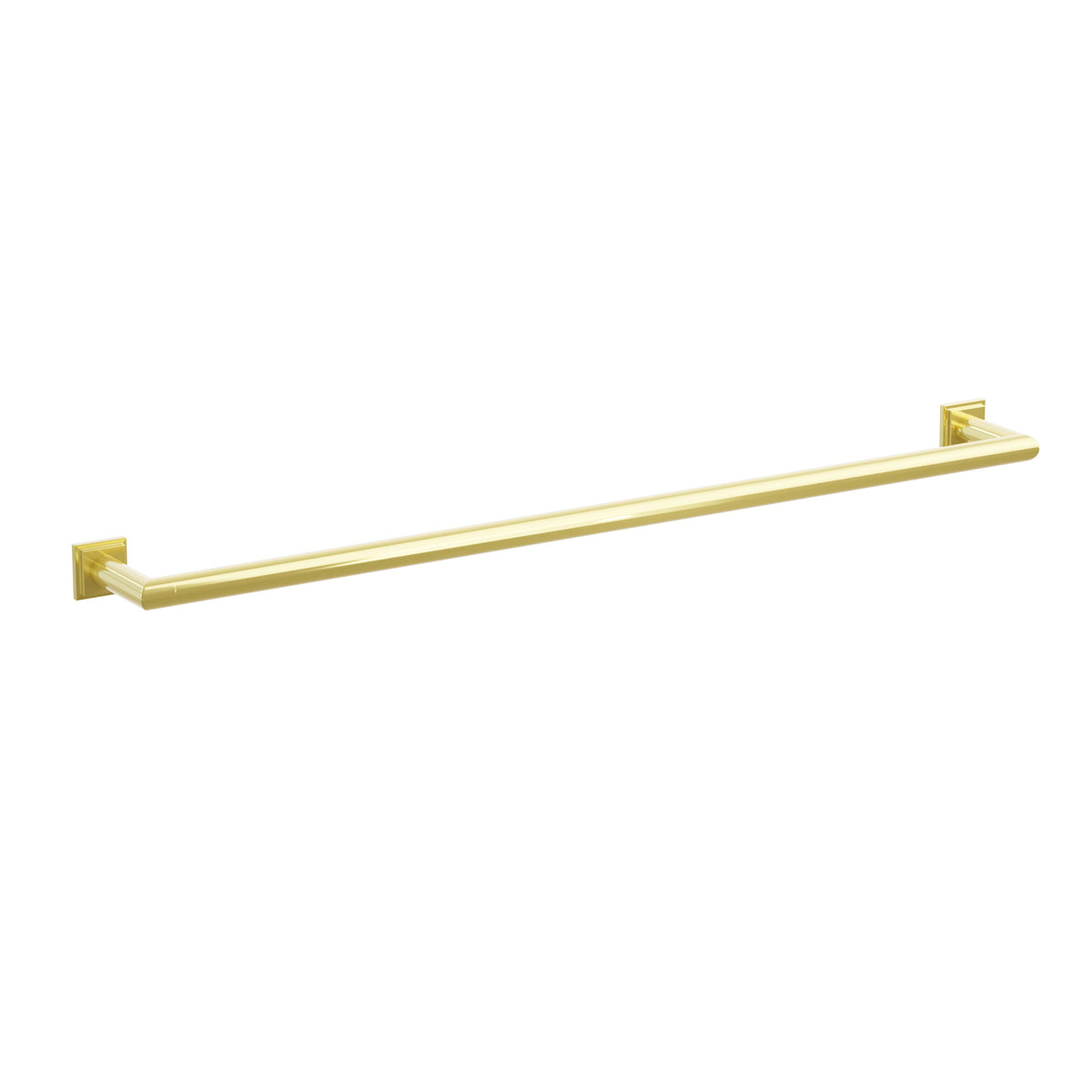 Emtek 28109TQUS3NL 30-inch Modern Tubular towel bar, Step Square Rosette, Unlacquered Brass