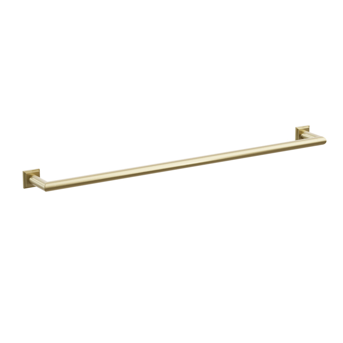 Emtek 28109TQUS4 30-inch Modern Tubular towel bar, Step Square Rosette, Satin Brass