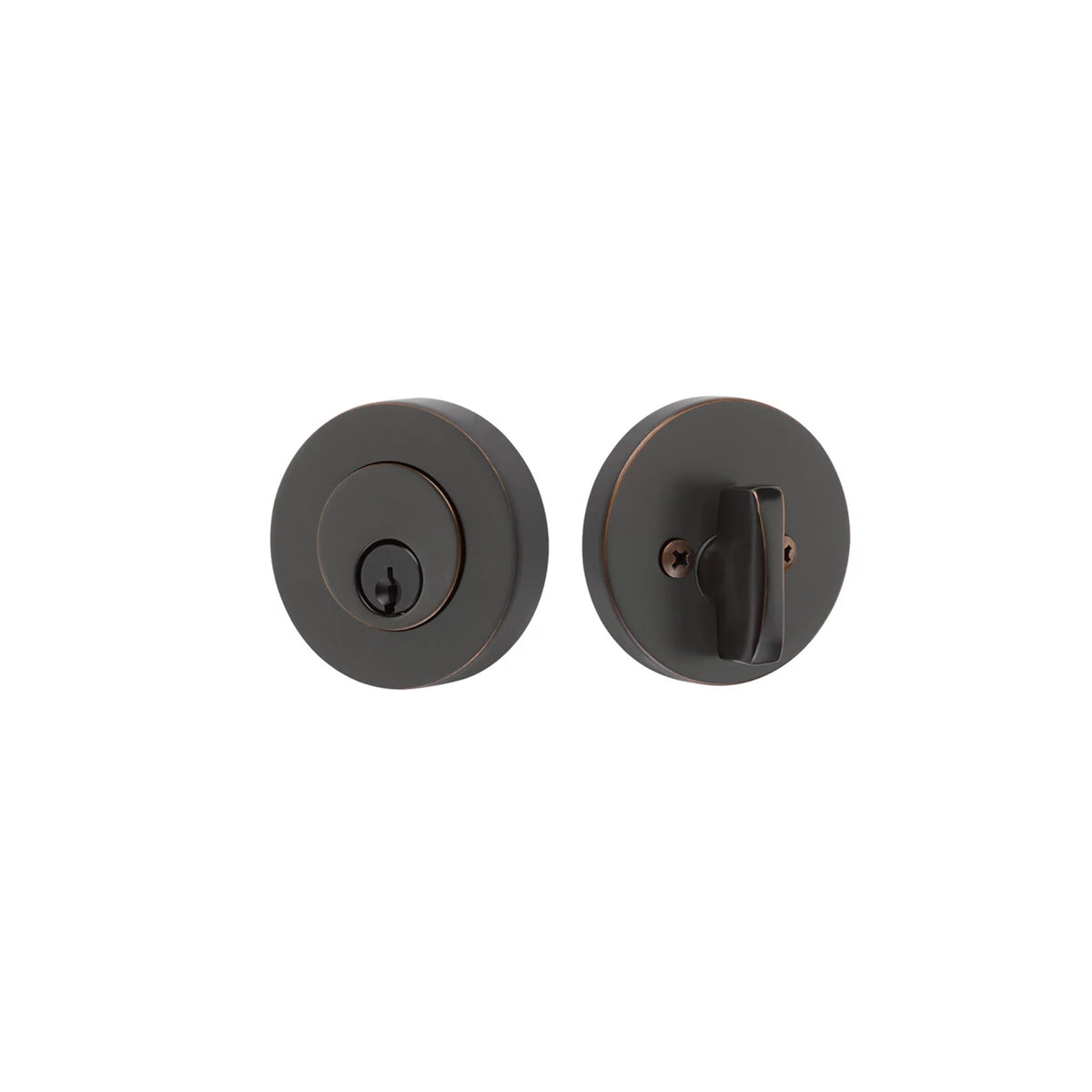 Emtek Modern Disc 8423US10B single-cylinder keyed deadbolt — Oil Rubbed Bronze