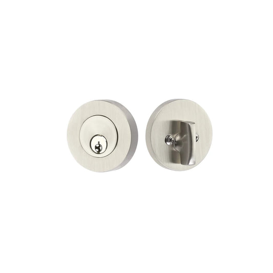 Emtek Modern Disc 8423US15 single-cylinder keyed deadbolt — Satin Nickel