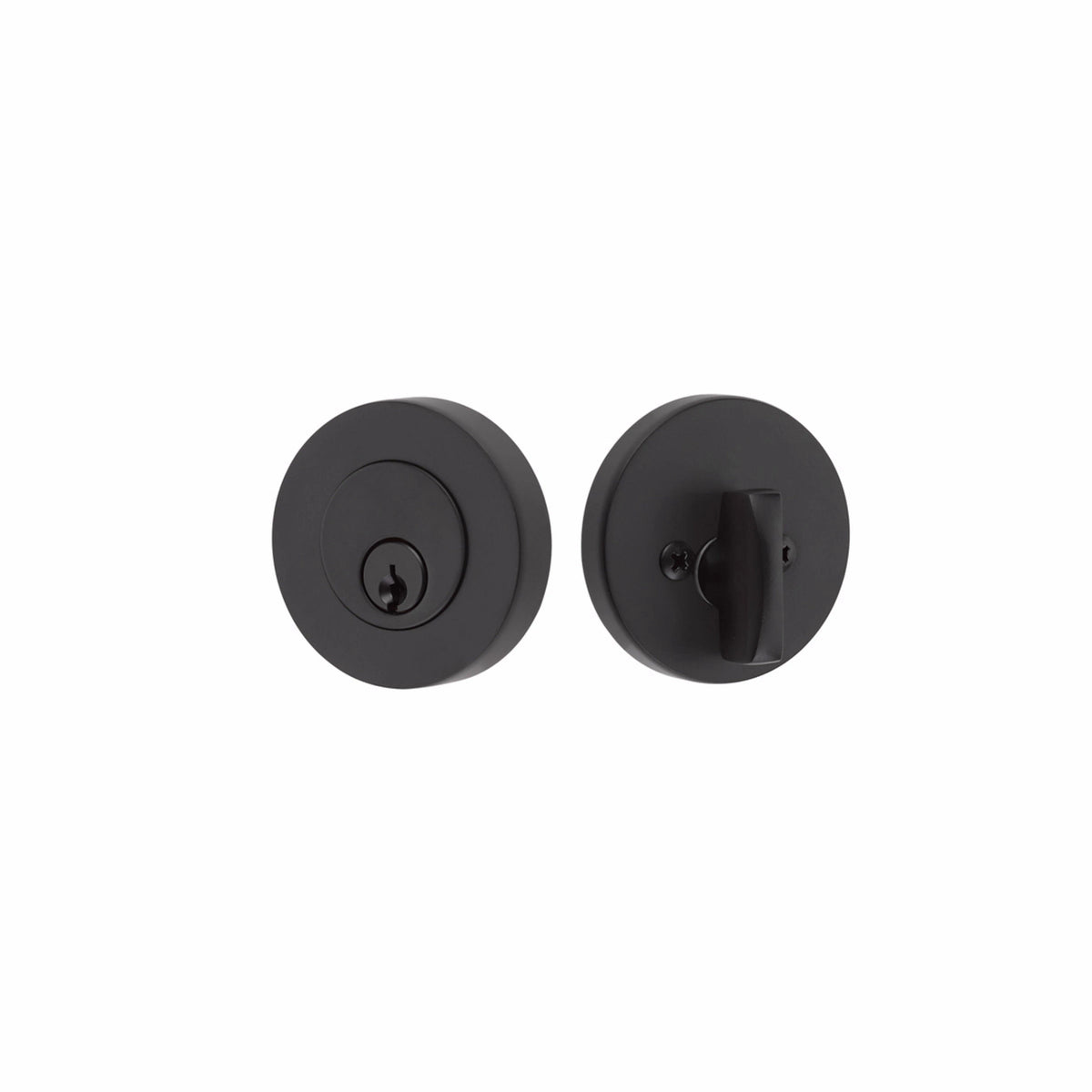Emtek Modern Disc 8423US19 single-cylinder keyed deadbolt — Flat Black