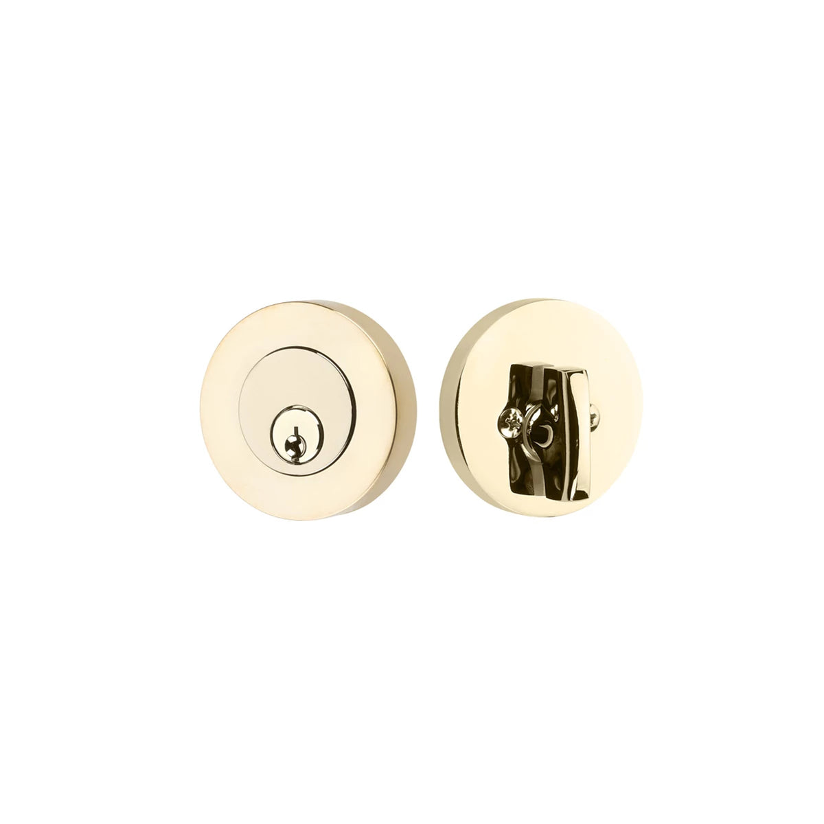 Emtek Modern Disc 8423US3NL single-cylinder keyed deadbolt — Unlacquered Brass