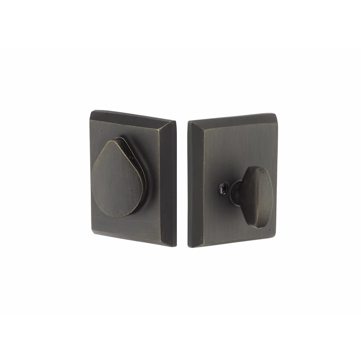 Emtek Rustic Modern Rectangular Keyed Deadbolt — Medium Bronze, Single Cylinder