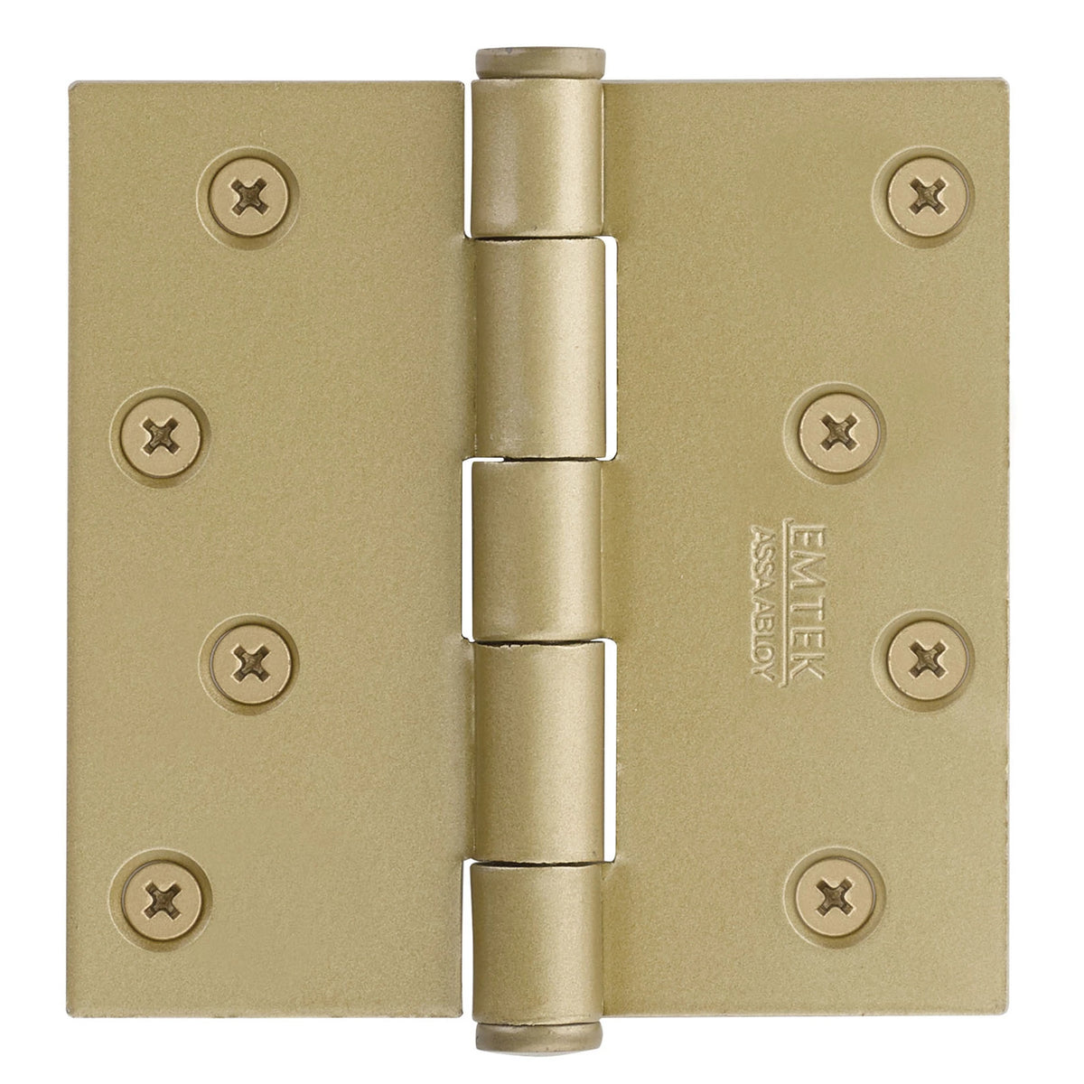 Emtek Residential Duty Steel, Plain Bearing Hinge — Satin Brass, 4" x 4", Square Corners