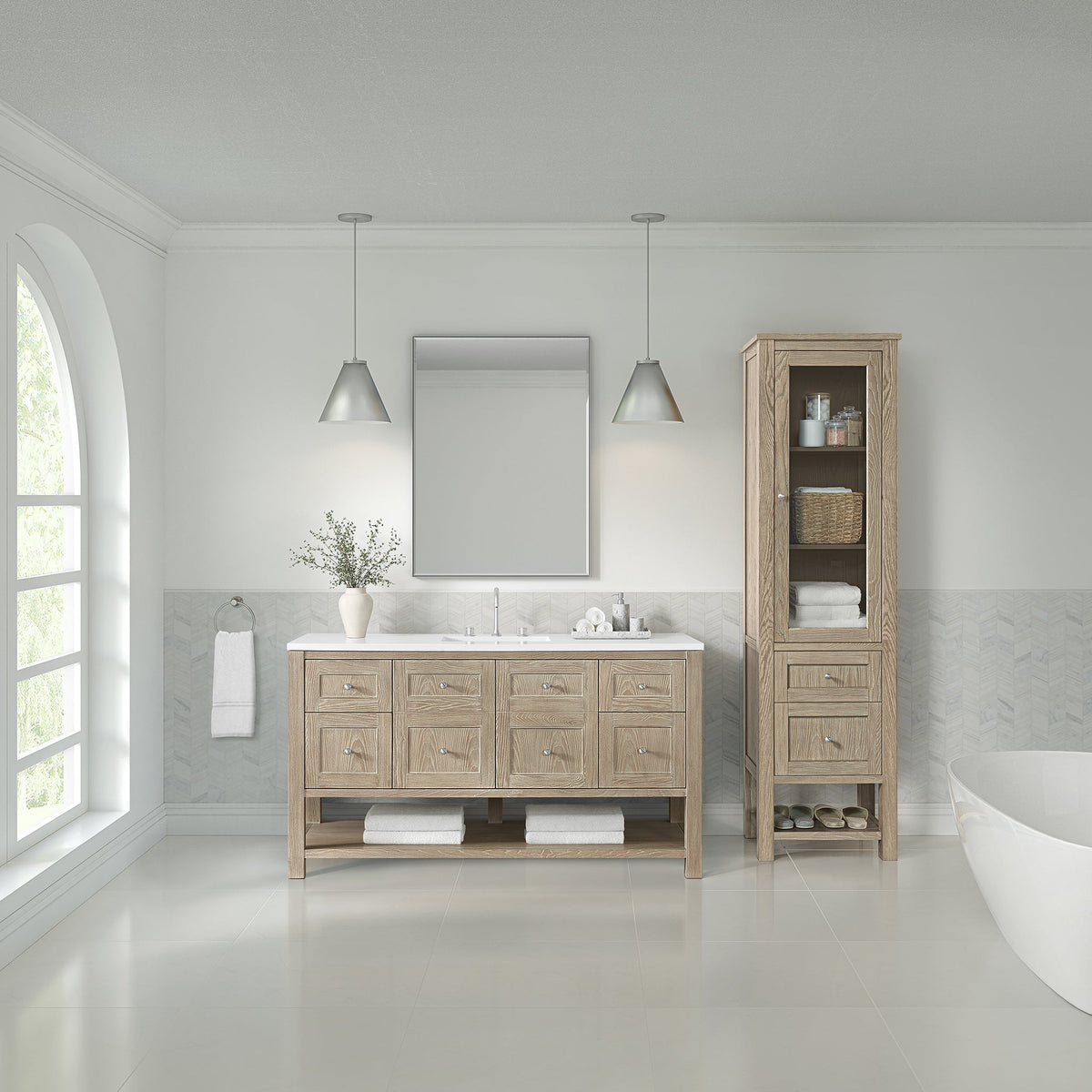 James Martin Vanities Breckenridge 22-inch Linen Cabinet - Whitewashed Oak