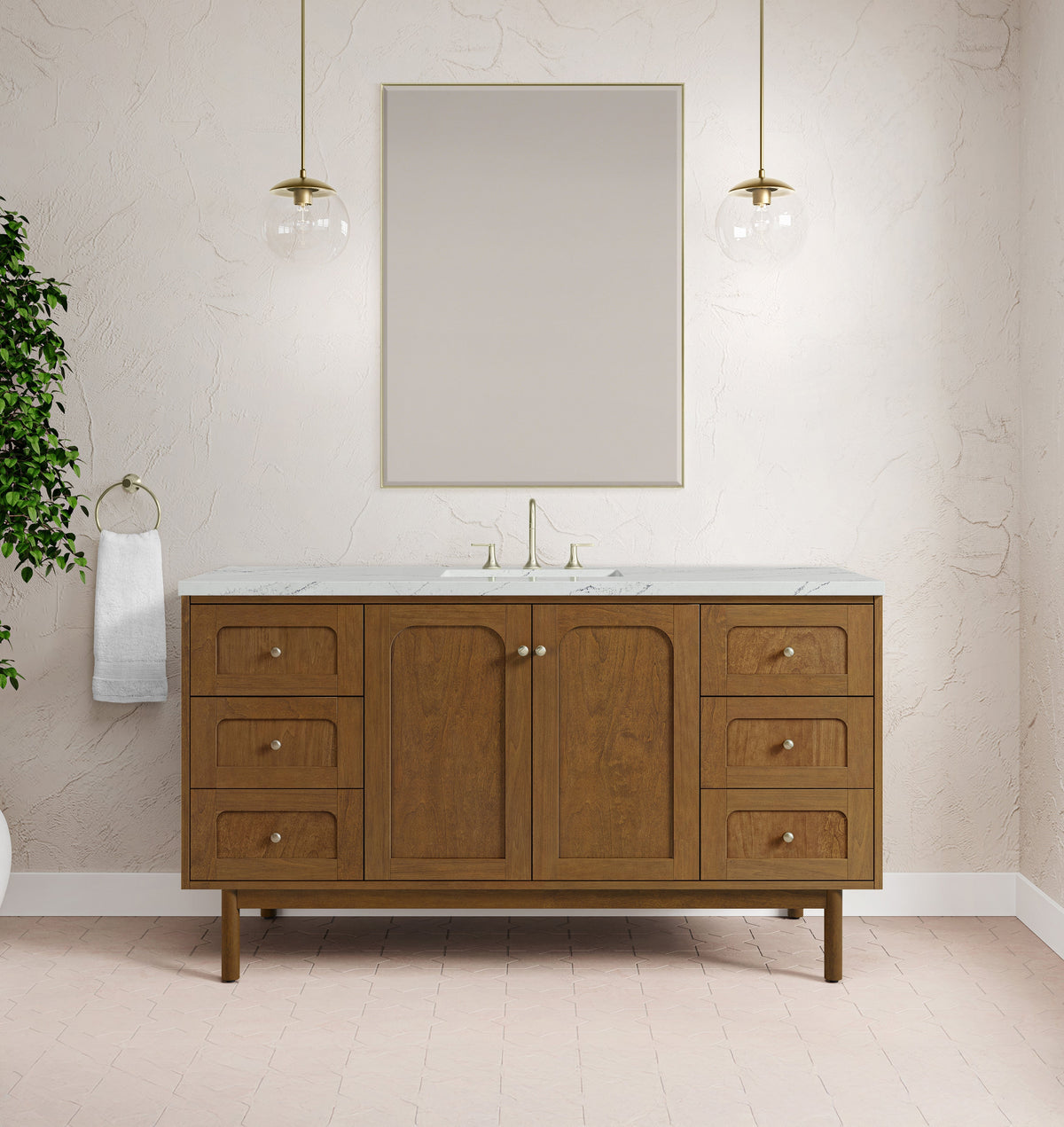 James Martin Laurent 545-V60S-HNO Honey Oak cabinet; top and accessories pictured are not included