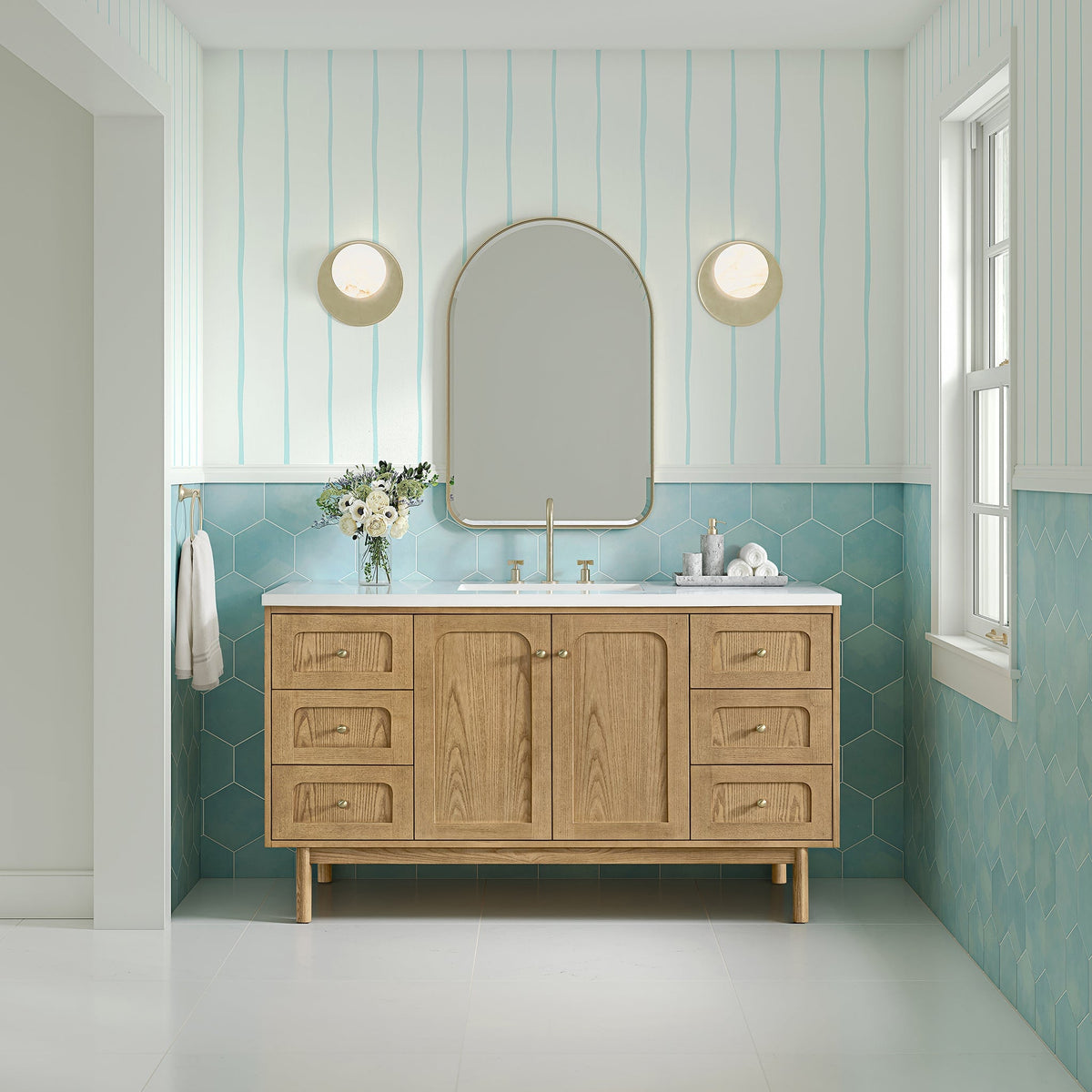James Martin Laurent 545-V60S-LNO Light Natural Oak cabinet; top and accessories pictured are not included