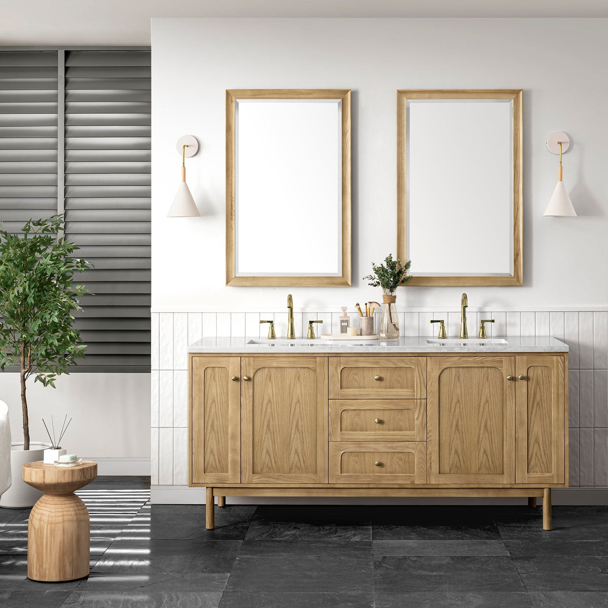 James Martin Laurent 545-V72-LNO Light Natural Oak cabinet; top and accessories pictured are not included