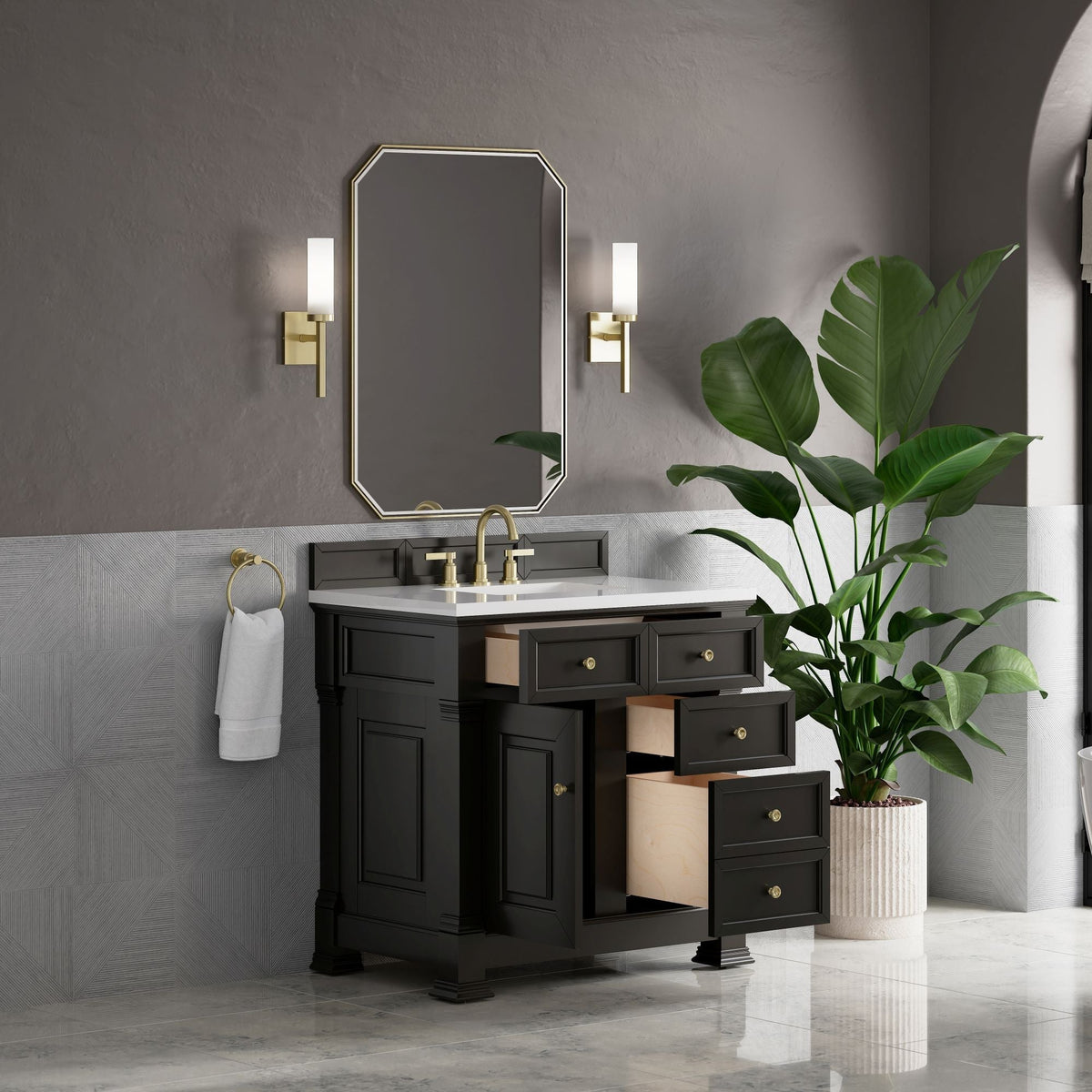 James Martin Vanities Brookfield 36-inch Single Vanity Cabinet - Black Onyx, Cabinet only