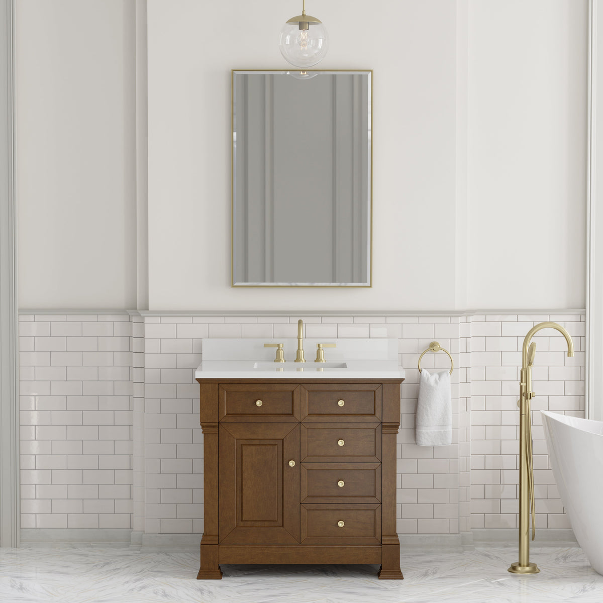 James Martin Vanities Brookfield 36-inch Single Vanity Cabinet - Honey Oak, Cabinet only