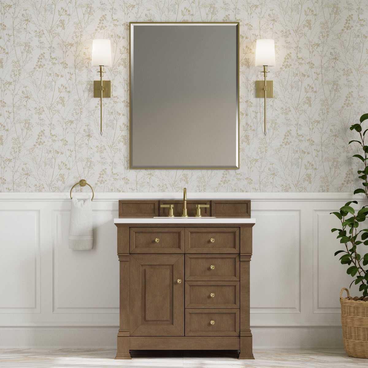 James Martin Vanities Brookfield 36-inch Single Vanity Cabinet - Pecan, Cabinet only