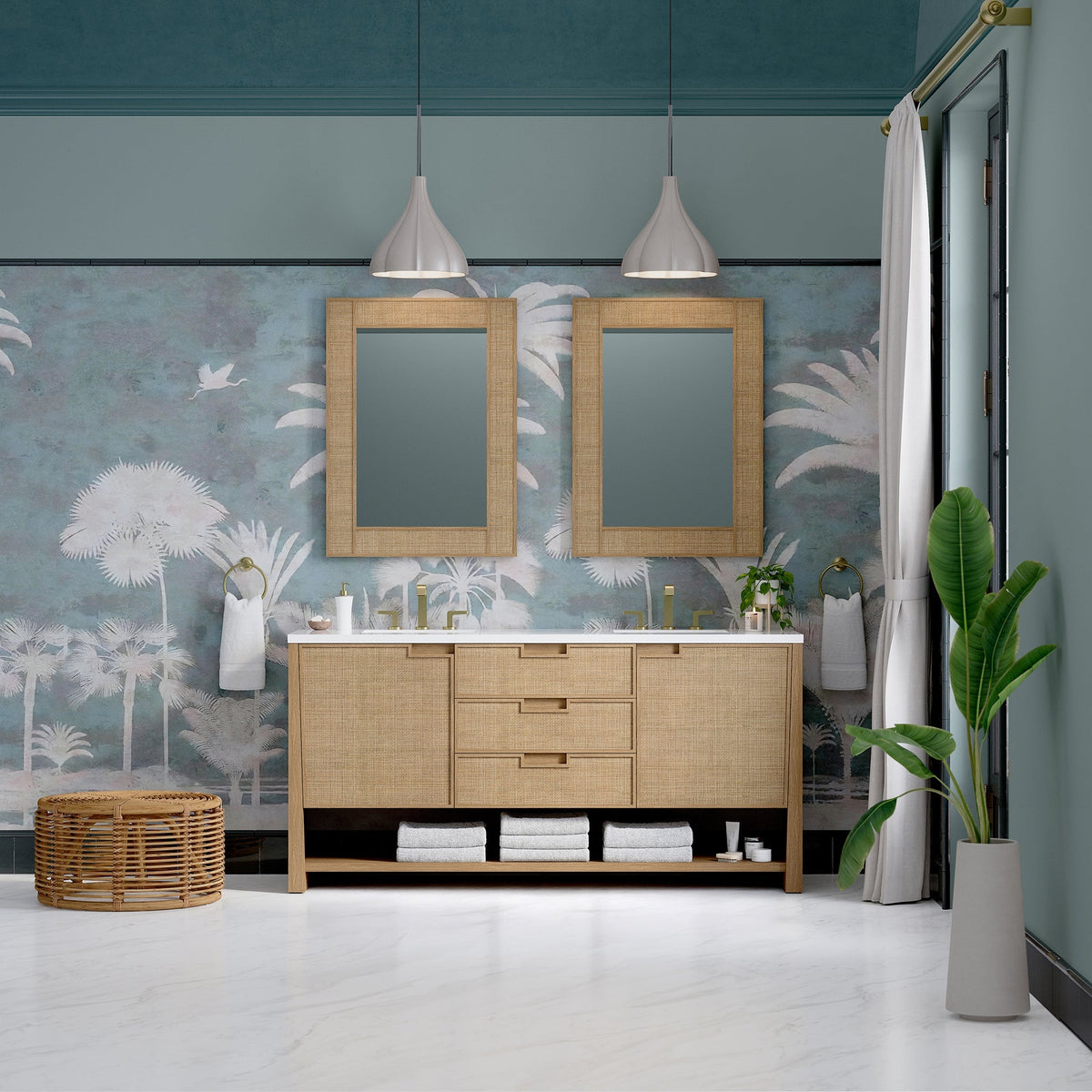James Martin Vanities Solene 72-inch Double Vanity Cabinet - Seaside Oak - Seaside Oak, Cabinet only