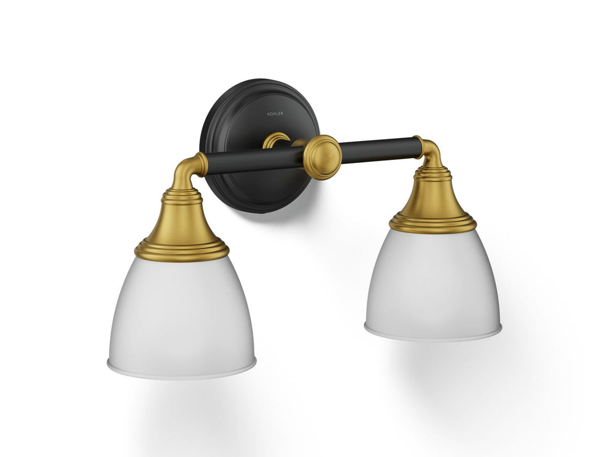 Kohler Devonshire® Two-light sconce — Black with Brass Trim