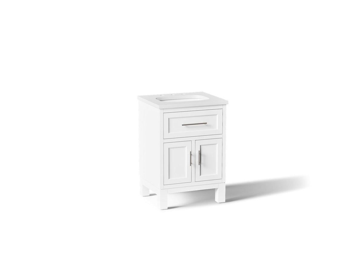 Kohler Quo 24-Inch Vanity Cabinet with Sink and Quartz Top | K-28379-ASB – White