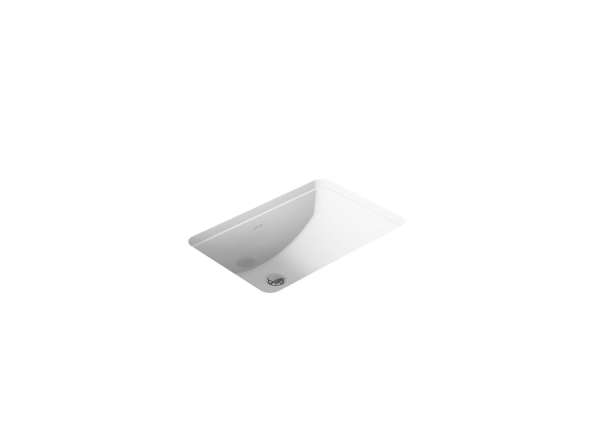 Ladena® 21" rectangular undermount bathroom sink with glazed underside, no overflow