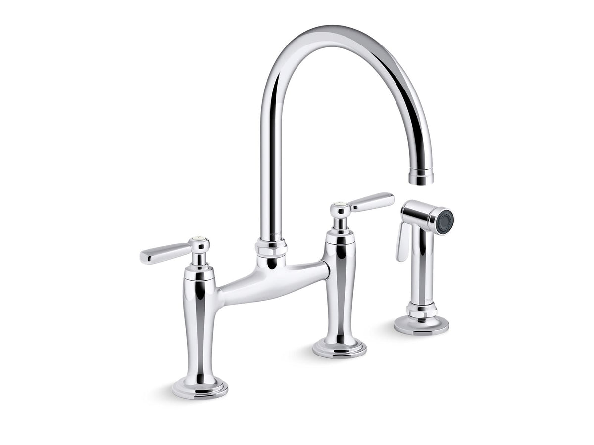 Edalyn® by Studio McGee Two-hole bridge kitchen sink faucet with side sprayer